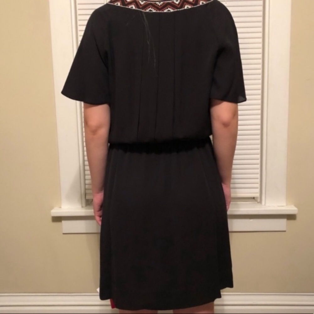 Tory Burch Bristol Silk Embroidered Embellished Black Dress Size 4 - Picture 7 of 9